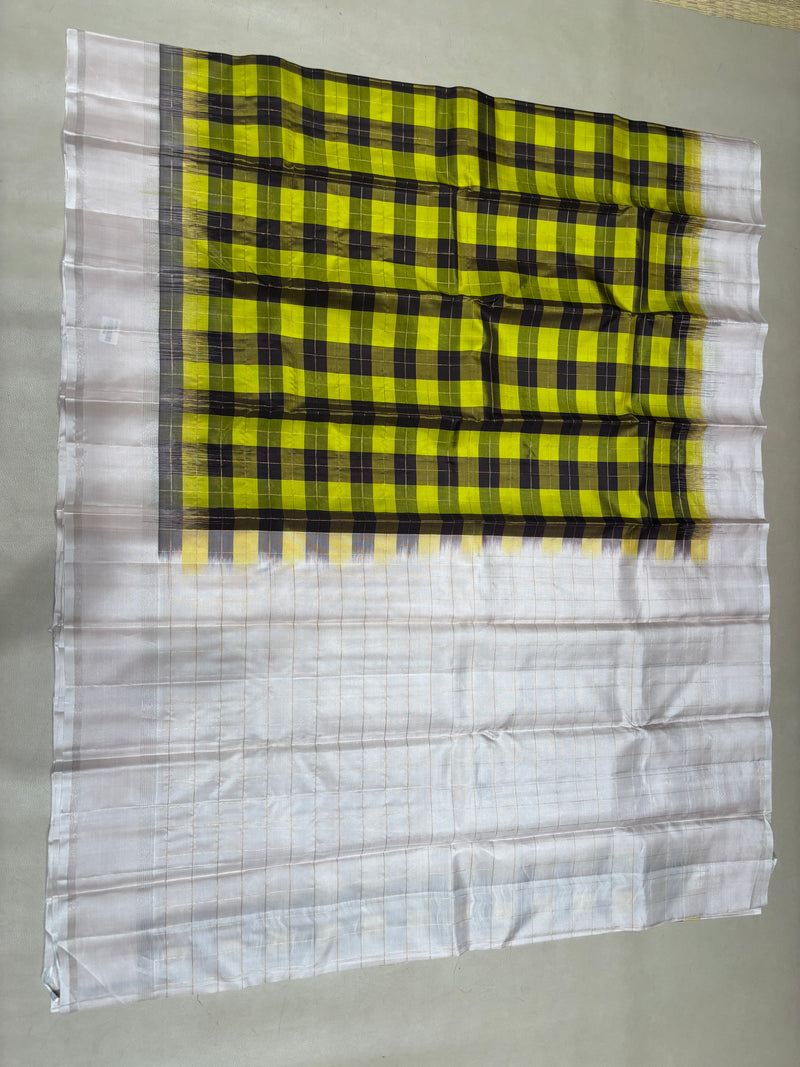 Varnvavi multi color checked handloom softsilk saree- Pure silk saree-AK1118