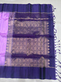 Leelavathi purple handloom softsilk saree - Pure silk saree- Contrast color