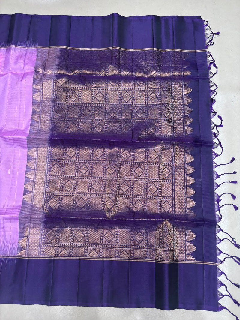 Leelavathi purple handloom softsilk saree - Pure silk saree- Contrast color