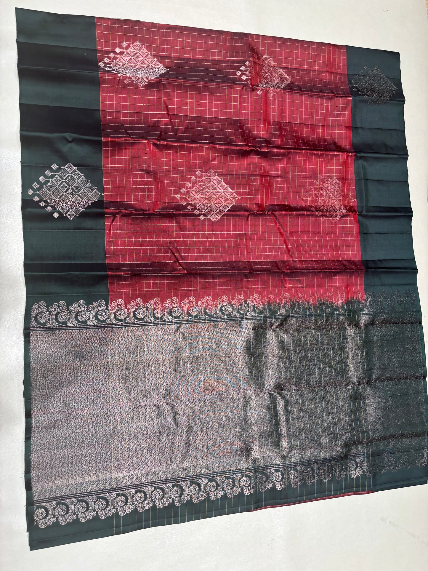 Thanima maroon and green softsilk saree - Pure silk saree