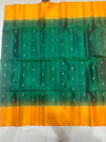 Leelavathi green & yellow softsilk saree - Pure silk saree-AB101