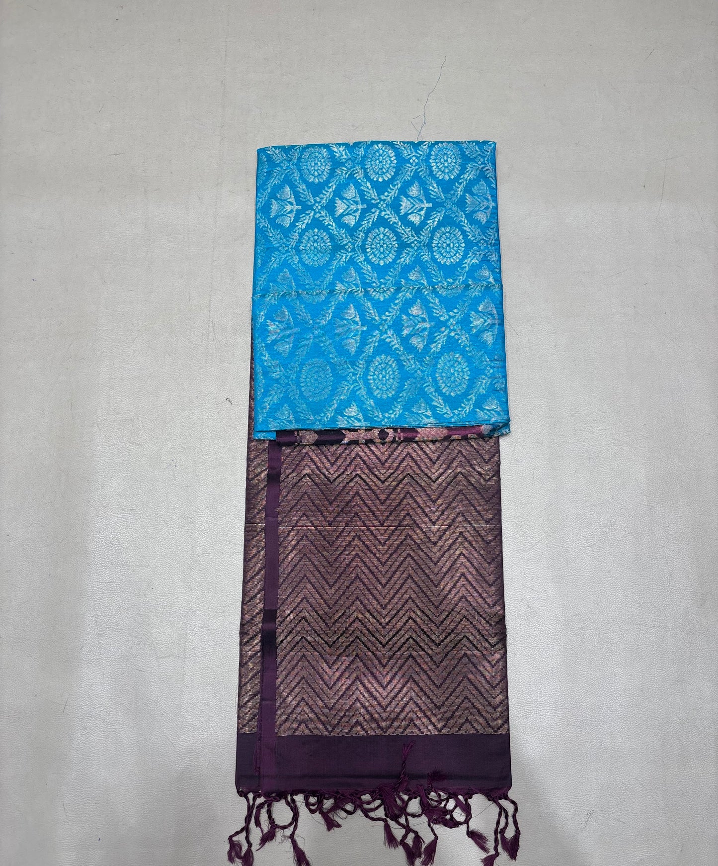 Kalai light blue brocade bridal softsilk saree- Pure silk saree