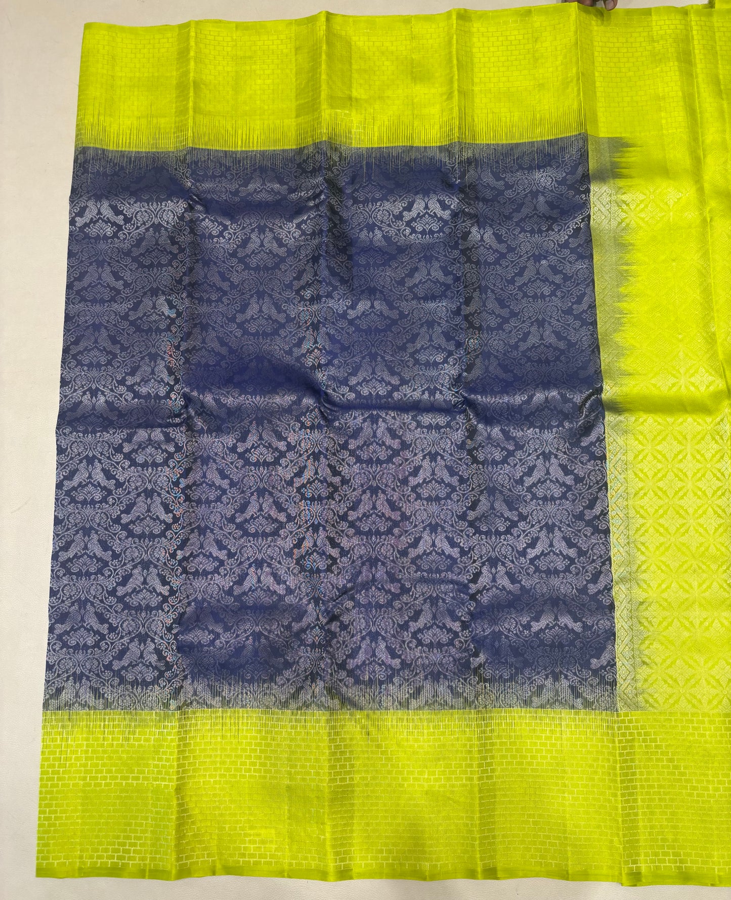 Mantra handloom softsilk saree - Pure silk saree - all self contrast-ASC1101