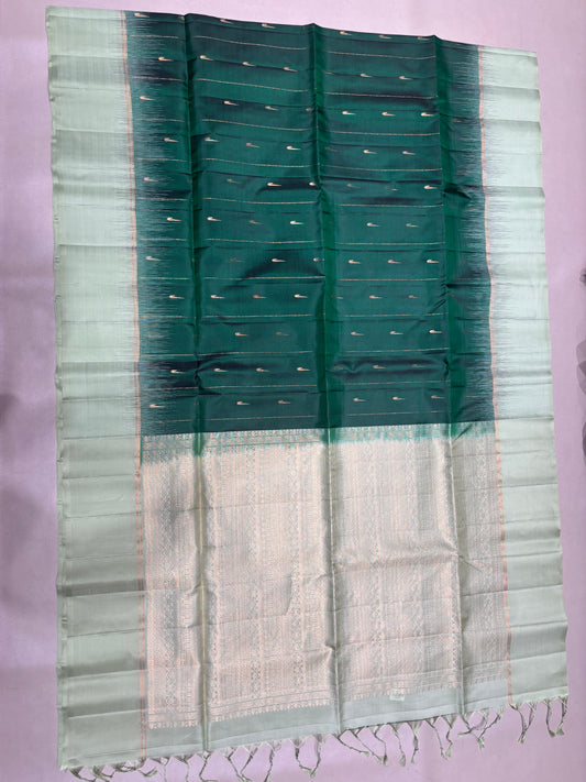 Leelavathi bottle green handloom softsilk saree - Pure silk saree