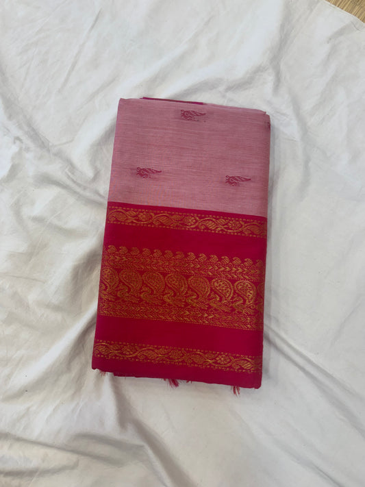 Light & dark pink Kalyani cotton saree