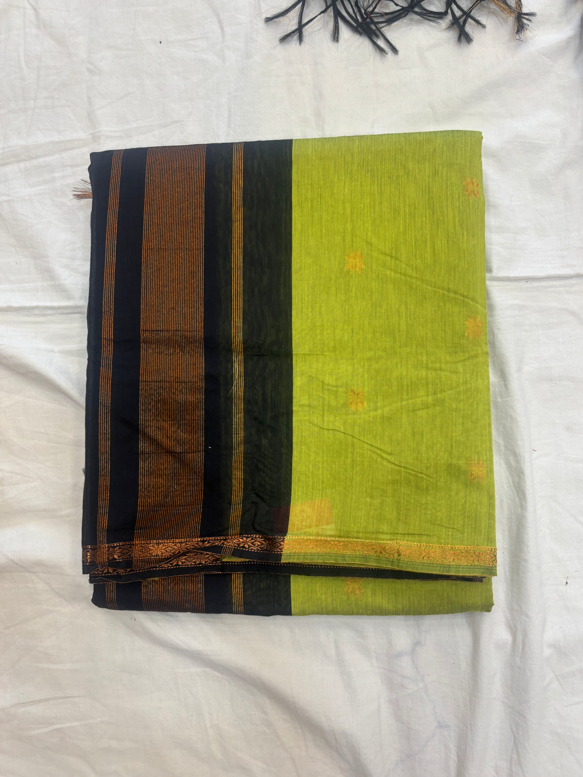 Green & black Maheshwari cotton saree