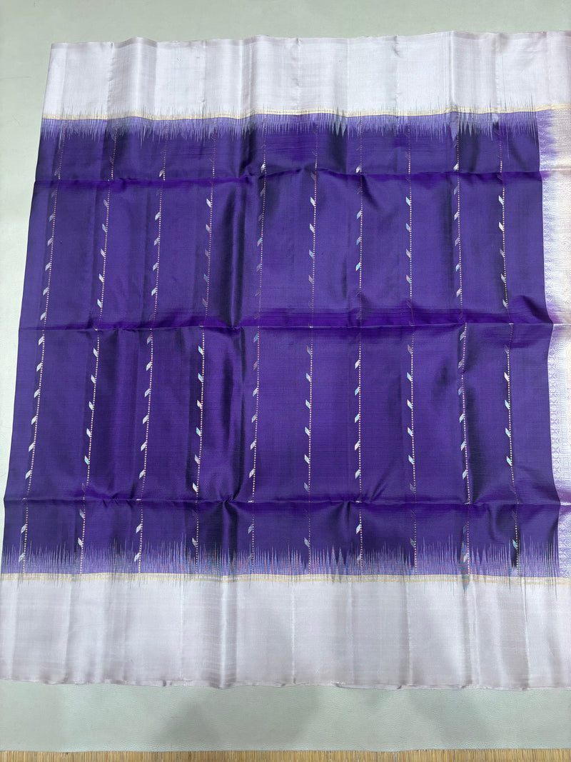 Ilai blue handloom softsilk saree - Pure silk saree- contrast color