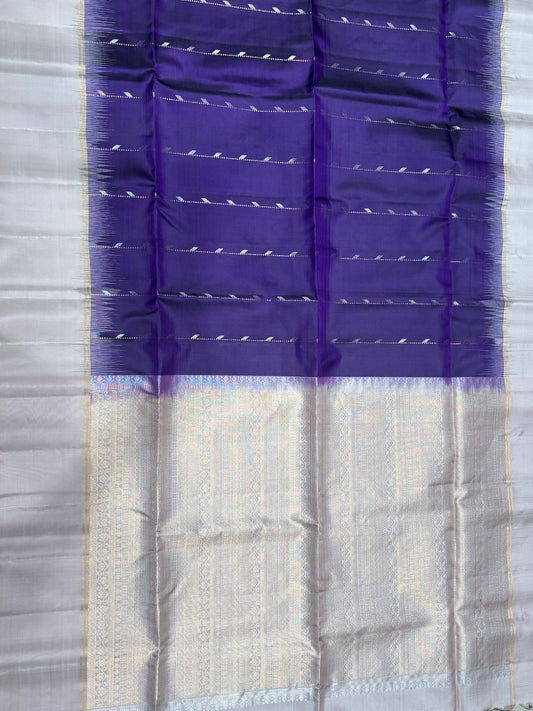 Ilai blue handloom softsilk saree - Pure silk saree- contrast color
