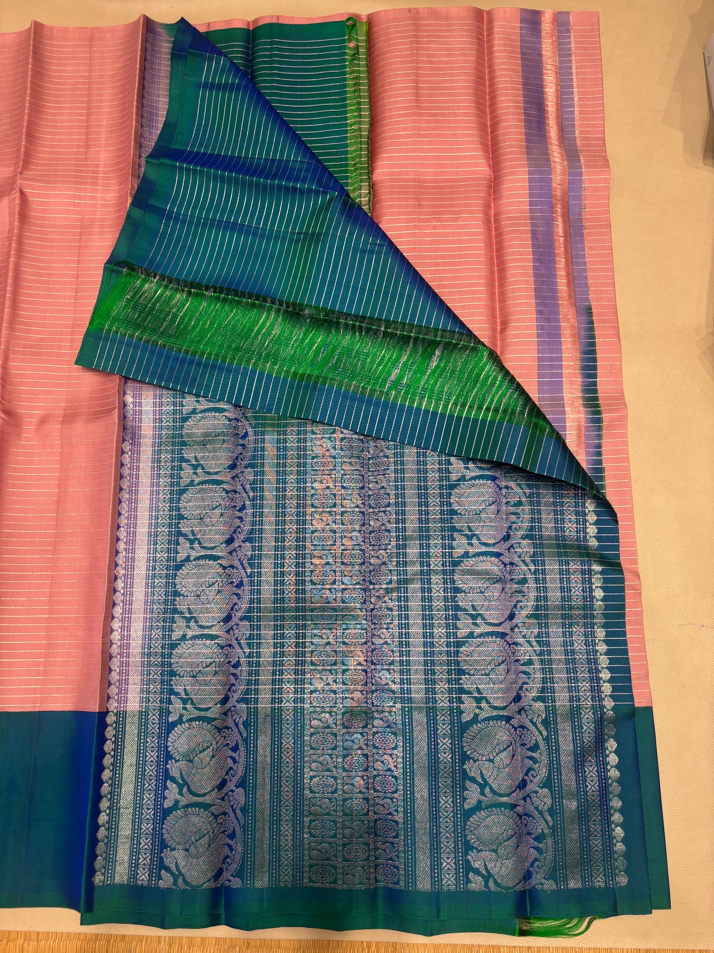 Neythra handloom softsilk saree - Pure silk saree - korvai border- AK1104