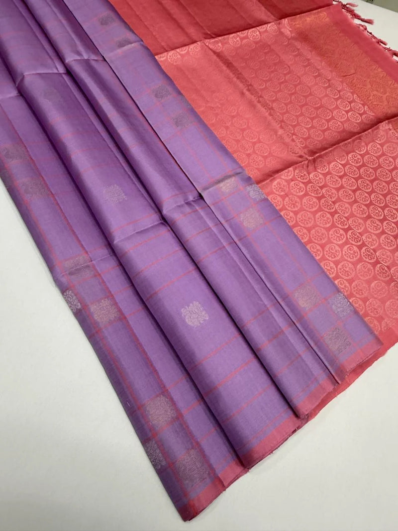 Kriti lavender color body , pink color pallu,blouse - Pure silk saree