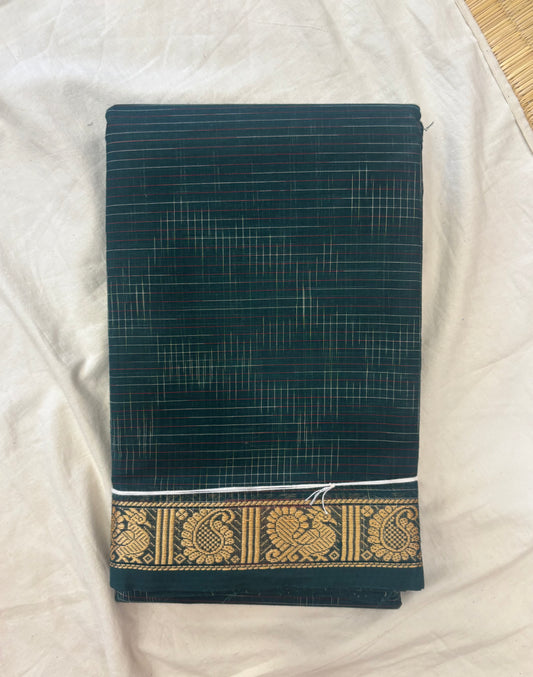 Anisha bottle green cotton saree- no blouse