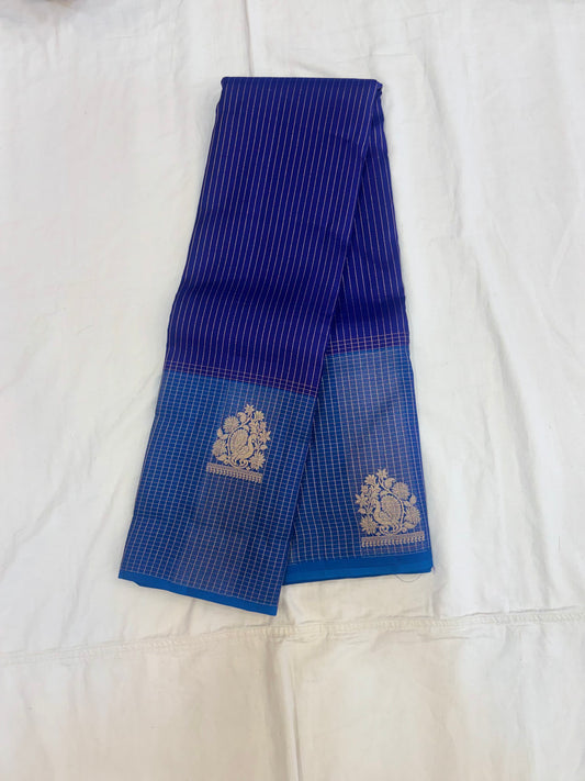 Dhriti blue handloom softsilk saree - Pure silk saree
