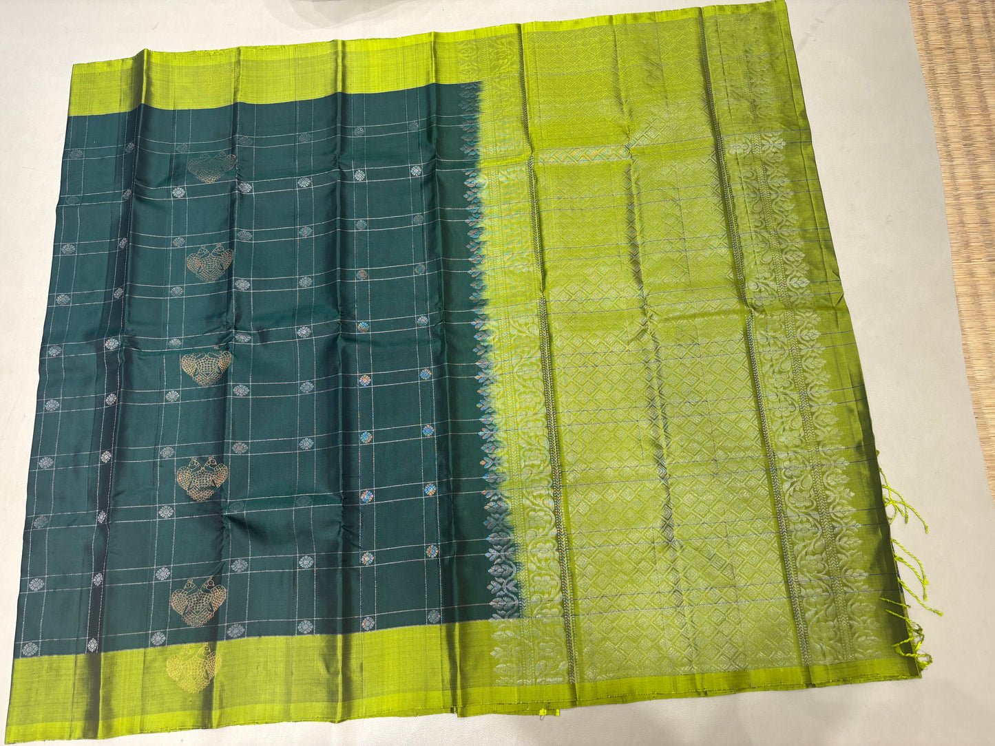Satvik bottle green handloom softsilk saree - Pure silk saree