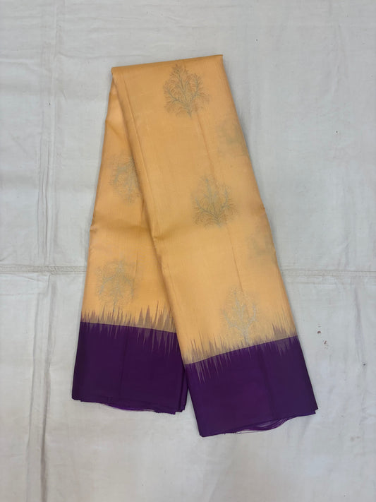 Yuvaa warm gold & purple softsilk saree - Pure silk saree