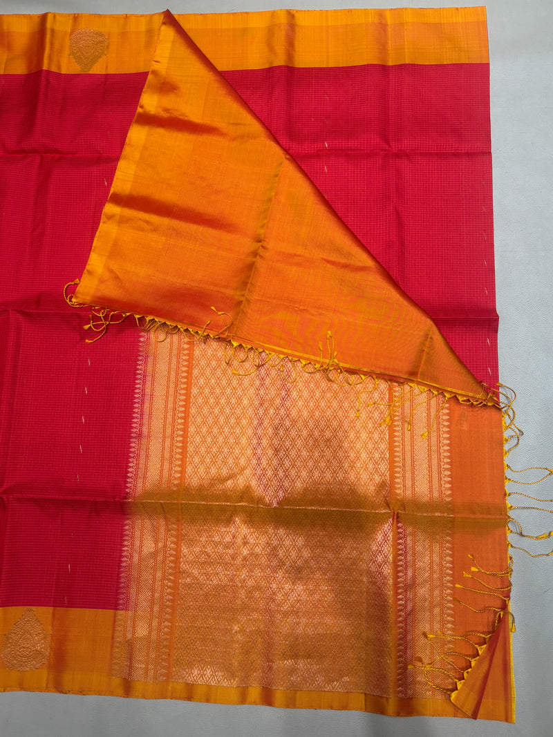 Vyanika thread checks with small Zari butta handloom softsilk saree - Pure silk saree
