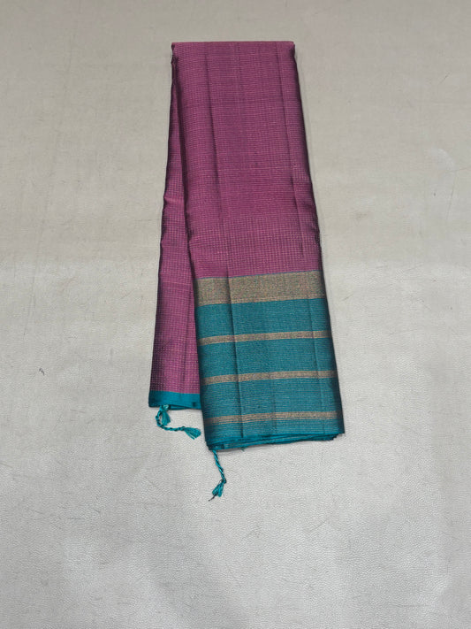 Ranjani pink & green micro checked softsilk saree - Pure silk saree-AK1118