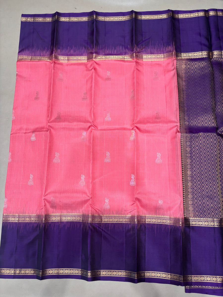 Paruvam pink vaira oosi handloom softsilk saree - Pure silk saree-AK1115
