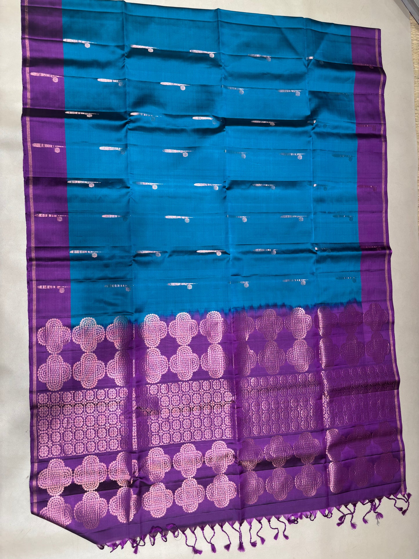 Thenkodi blue & purple handloom softsilk saree - Pure silk saree-AK1117