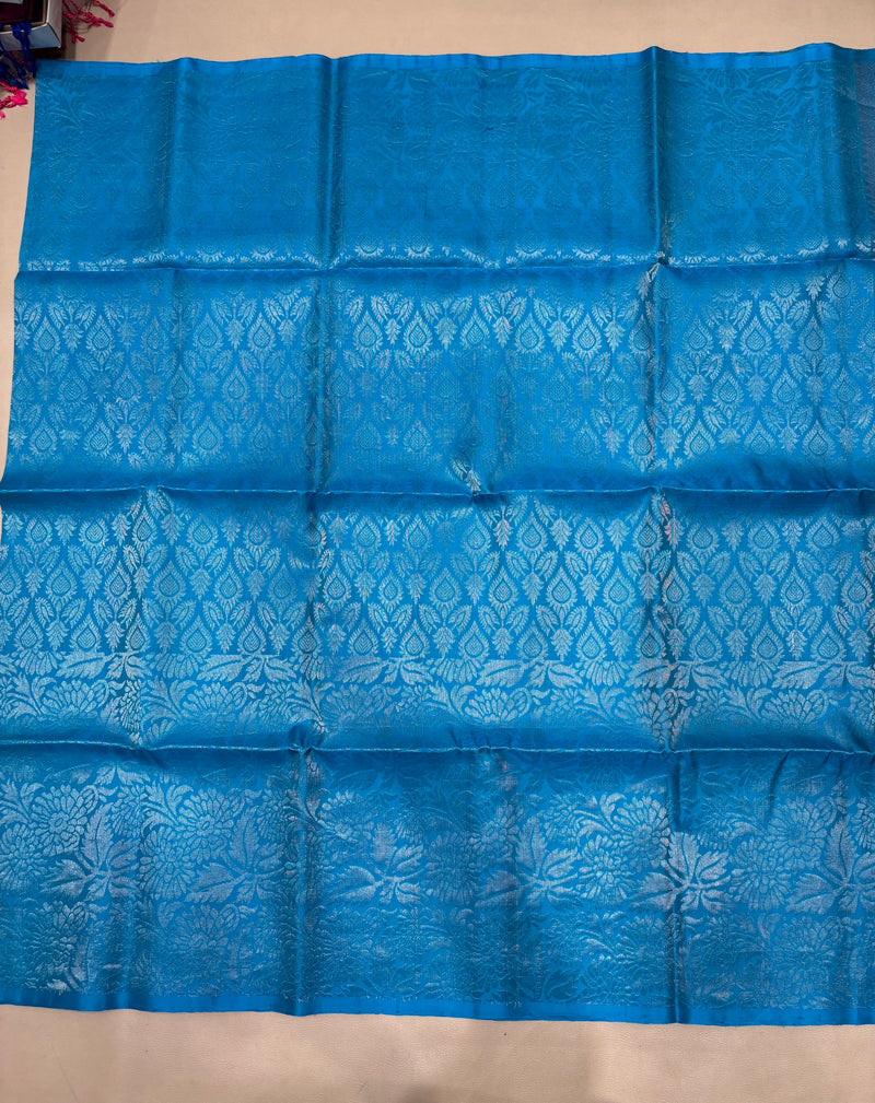 Lithika blue brocade bridal softsilk saree - Pure silk saree