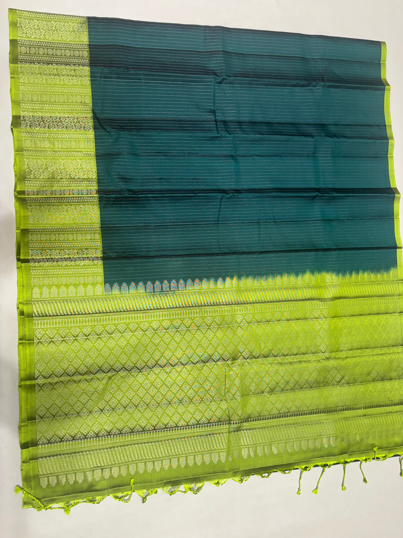 Tanvi bottle green softsilk saree - Vaira oosi design - Pure silk saree