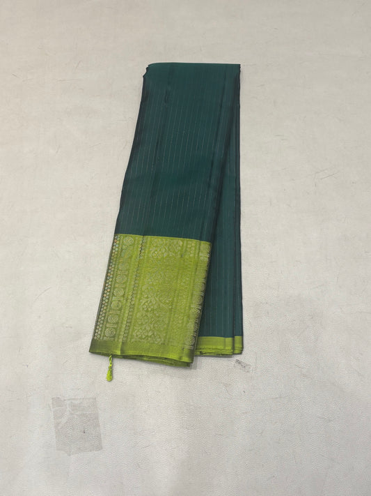 Tanvi bottle green softsilk saree - Vaira oosi design - Pure silk saree