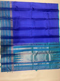Ranjani micro checked dark blue- blue handloom softsilk saree - Pure silk saree