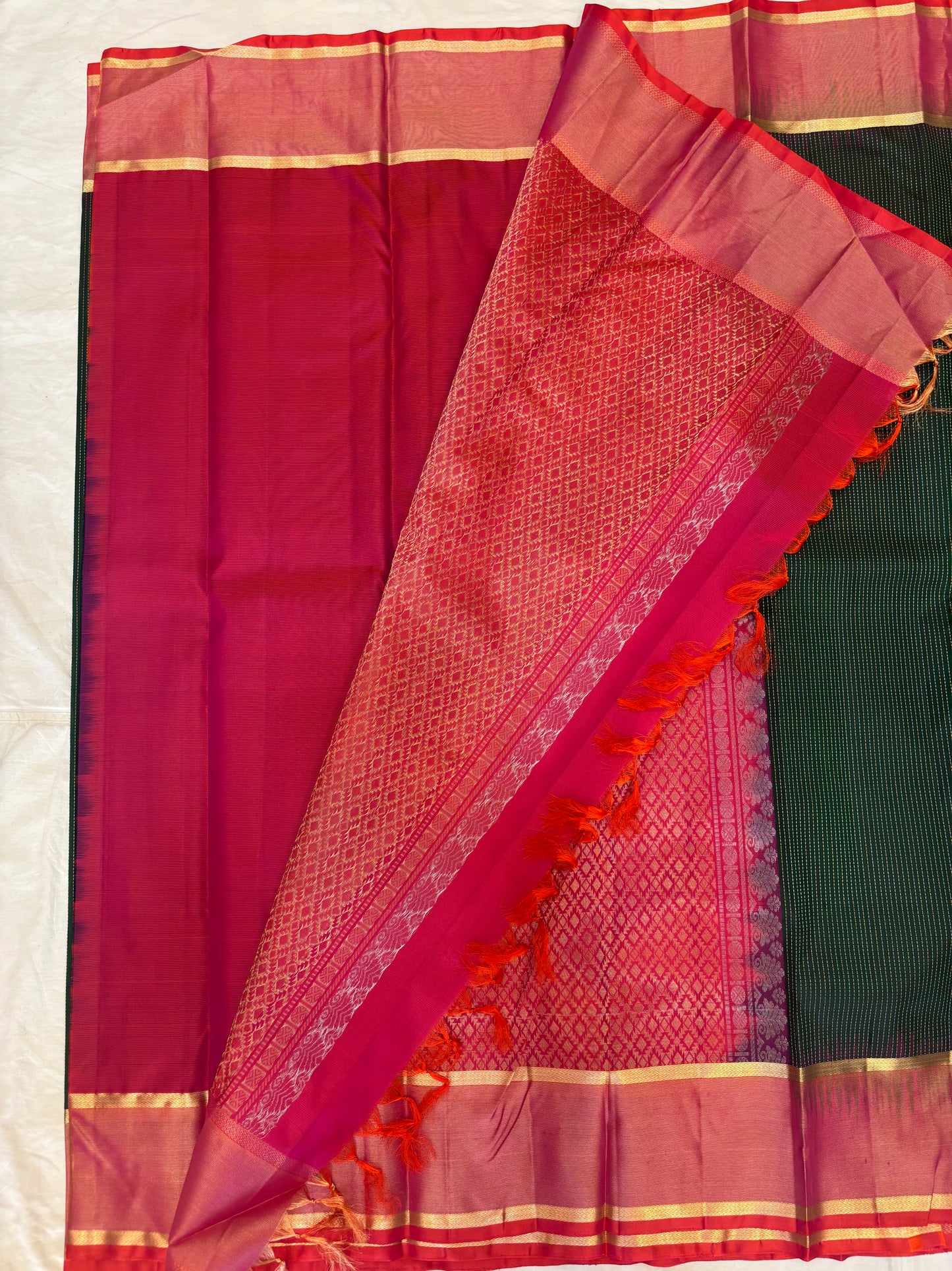 Thirumagal bottle green handloom softsilk saree - Pure silk saree-AK1109