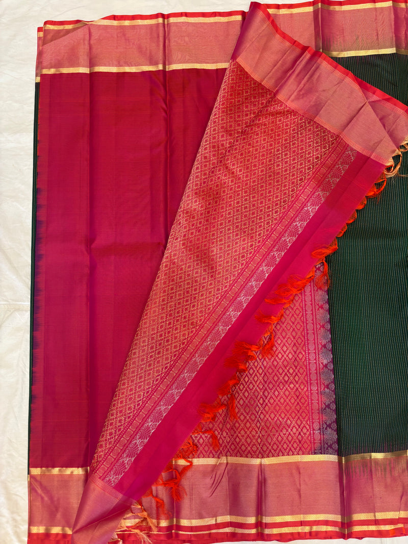 Thirumagal bottle green handloom softsilk saree - Pure silk saree-AK1109-AV101