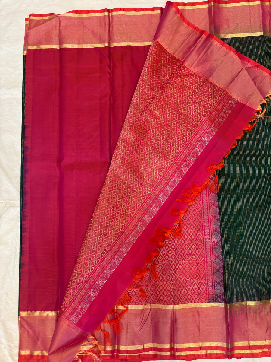 Thirumagal bottle green handloom softsilk saree - Pure silk saree-AK1109-AV101