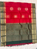 Supriya red & bottle green softsilk saree - Pure silk saree-set11