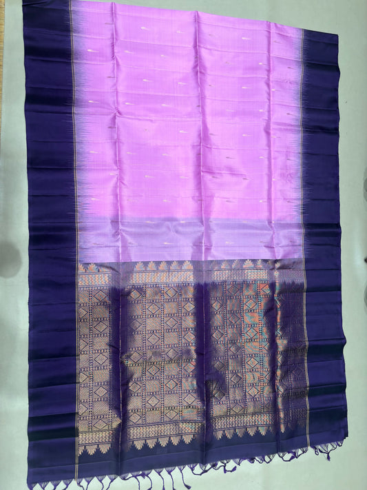 Leelavathi purple handloom softsilk saree - Pure silk saree- Contrast color