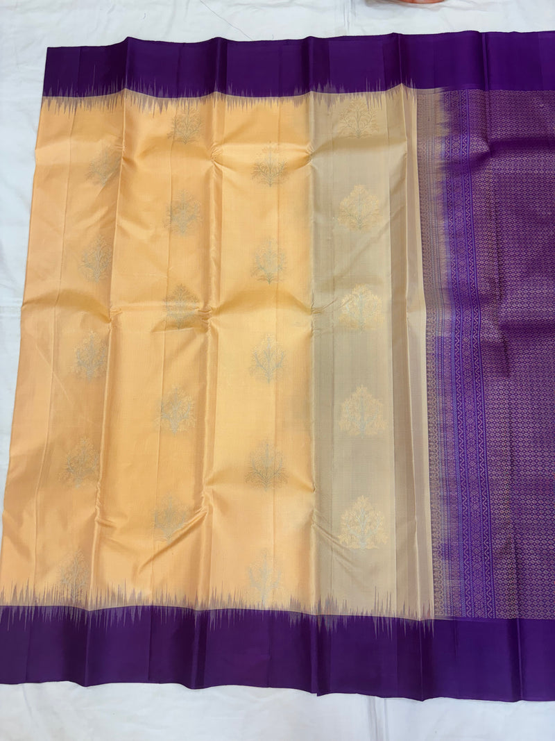 Yuvaa warm gold & purple softsilk saree - Pure silk saree