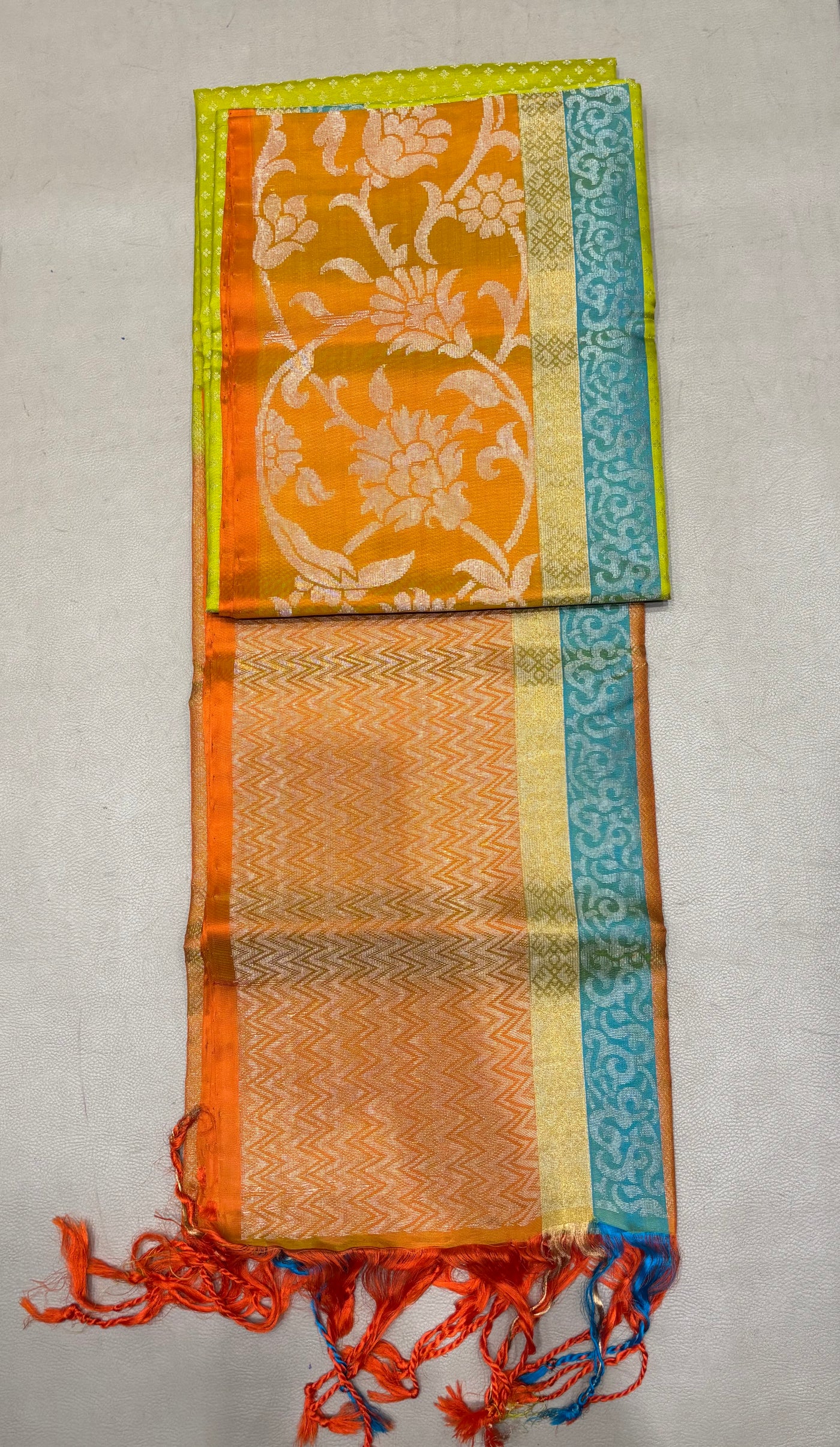 Karunya radium green brocade bridal softsilk saree - Pure silk saree