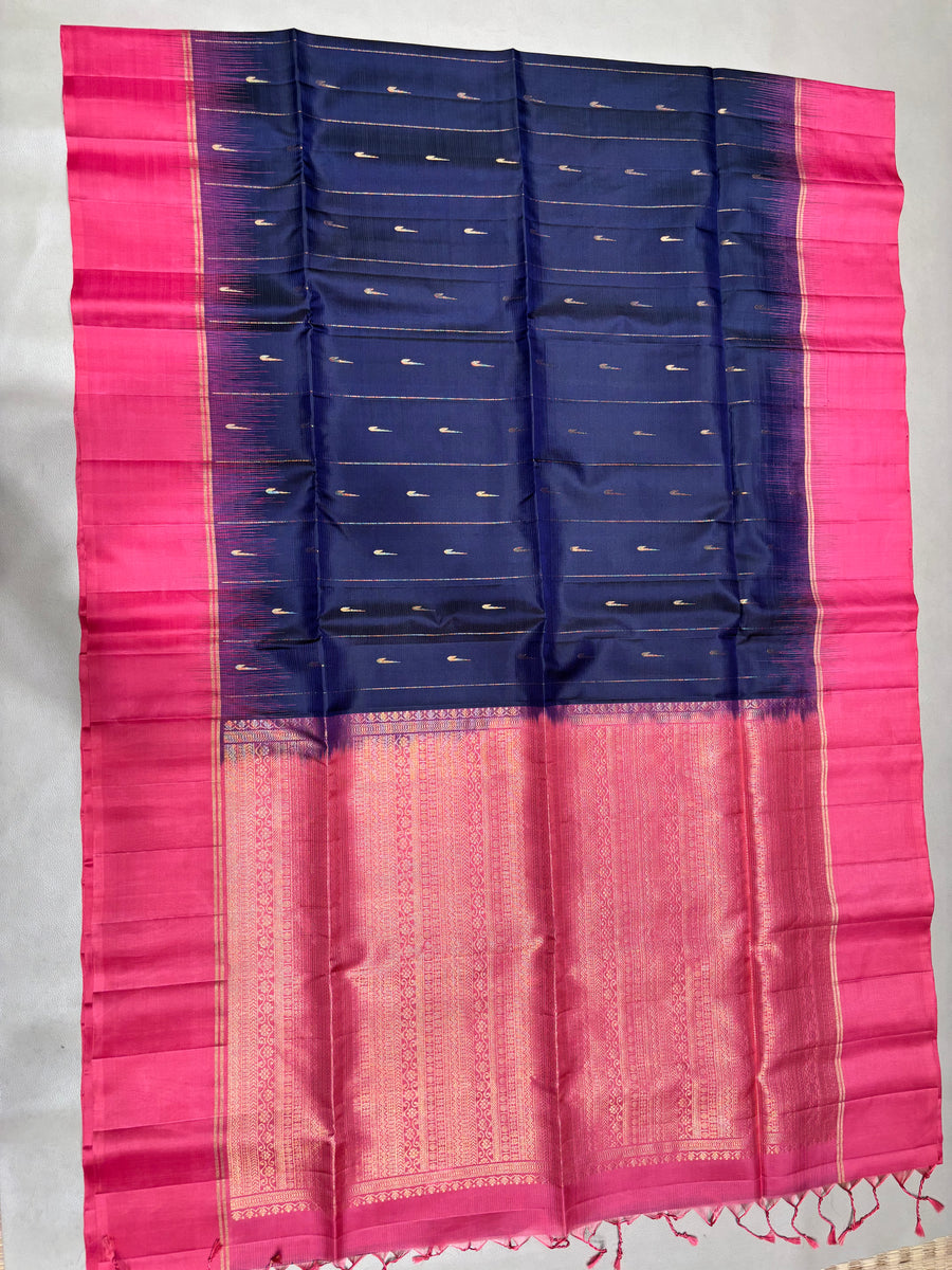Leelavathi blue handloom softsilk saree - GA104
