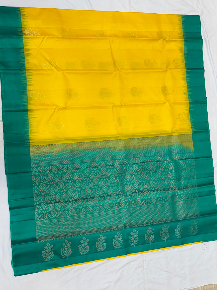Yuvia lemon yellow & green softsilk saree - Pure silk saree-set13