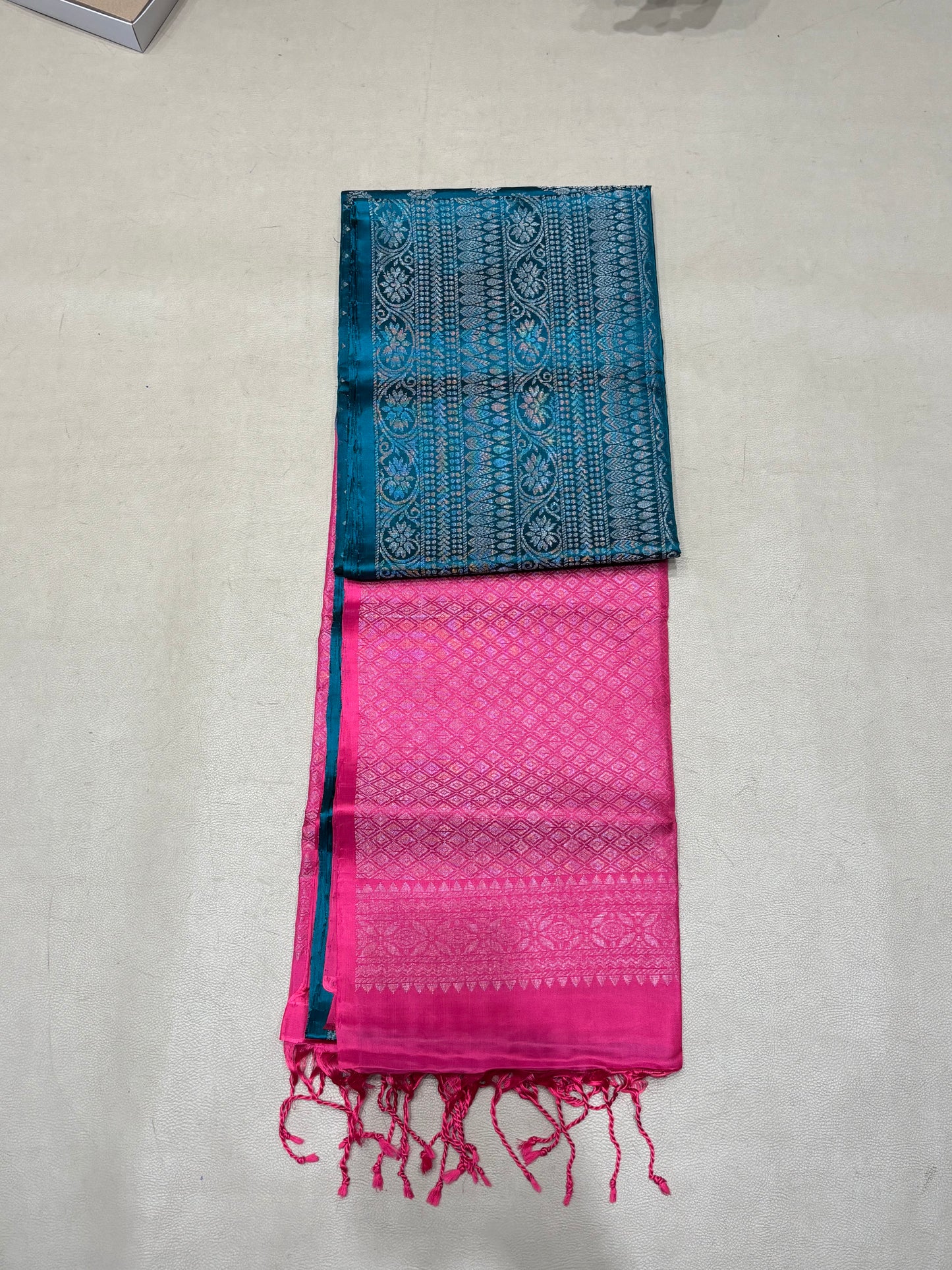 Vairam teal blue bridal brocade softsilk saree - Pure silk saree