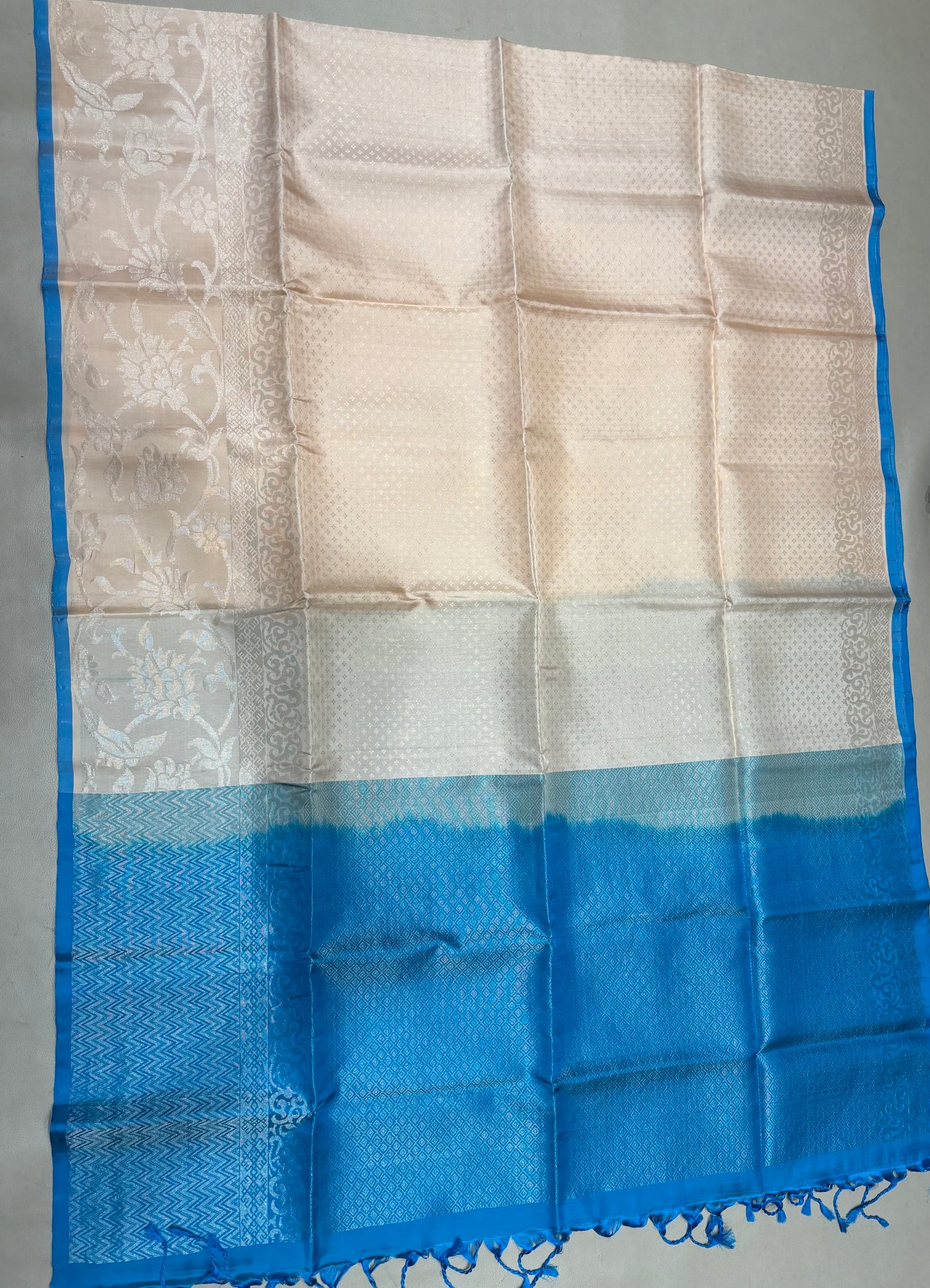 Karunya off white bridal brocade softsilk saree - Pure silk saree