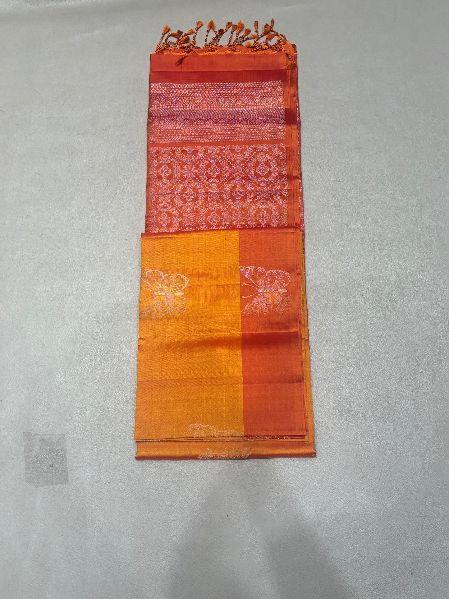 Ramani yellow orange softsilk saree - Pure silk saree