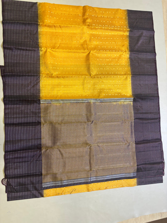 Mithila yellow handloom softsilk saree - Pure silk saree