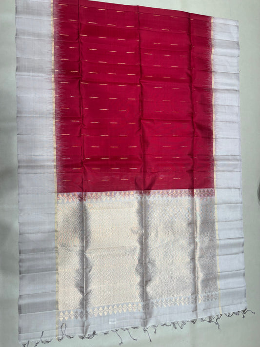 Vamika red handloom softsilk saree - Pure silk saree- contrast color