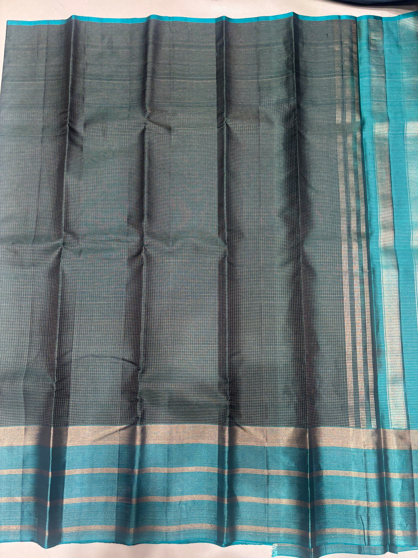 Ranjani micro checked bottle green handloom softsilk saree - Pure silk saree