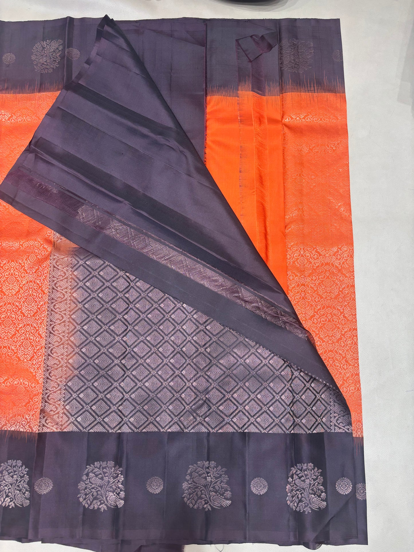 Eliya rust orange handloom softsilk saree - Pure silk saree- all self contrast - ASC1101