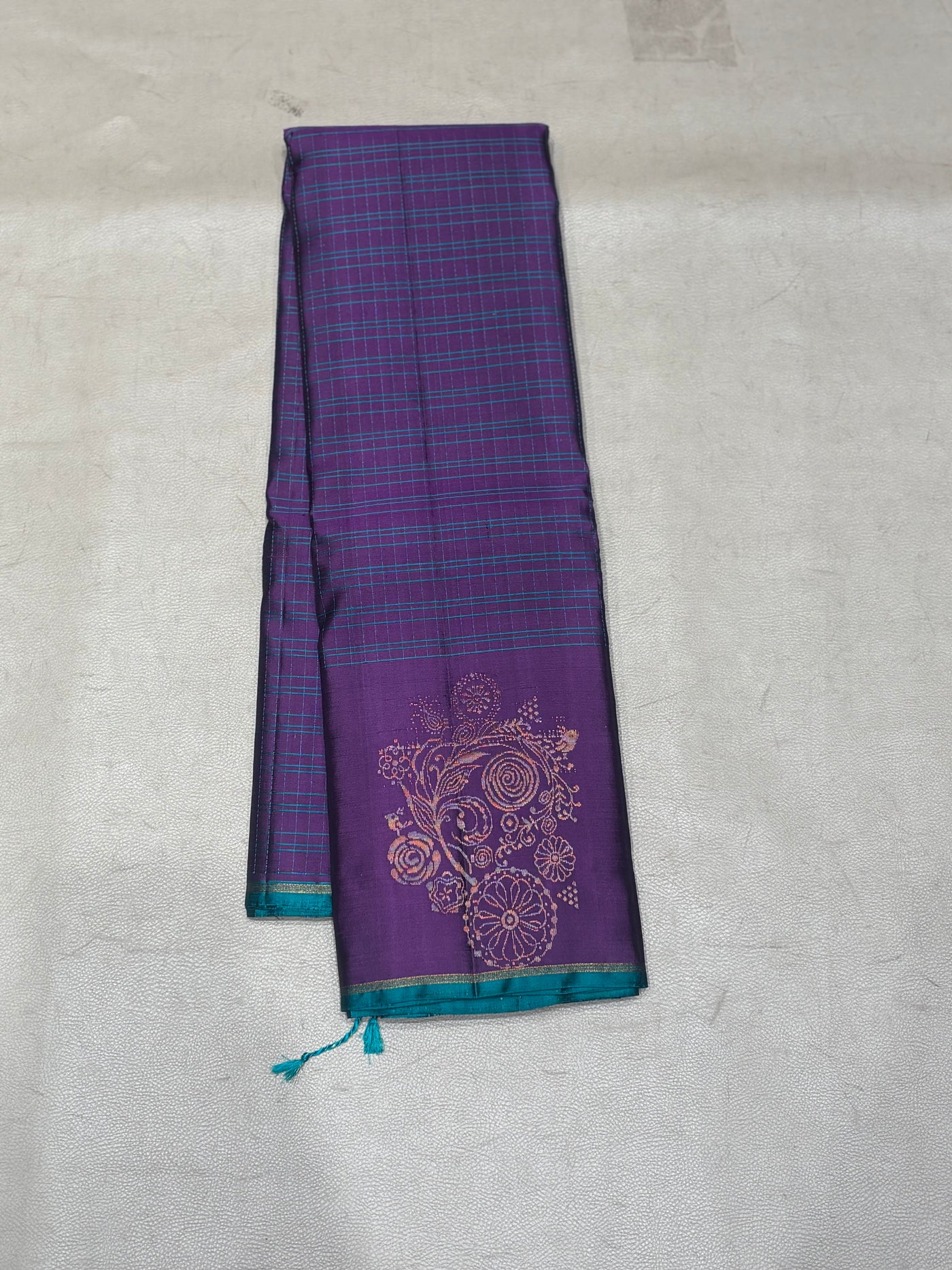 Charvi thread checks handloom softsilk saree - Pure silk saree