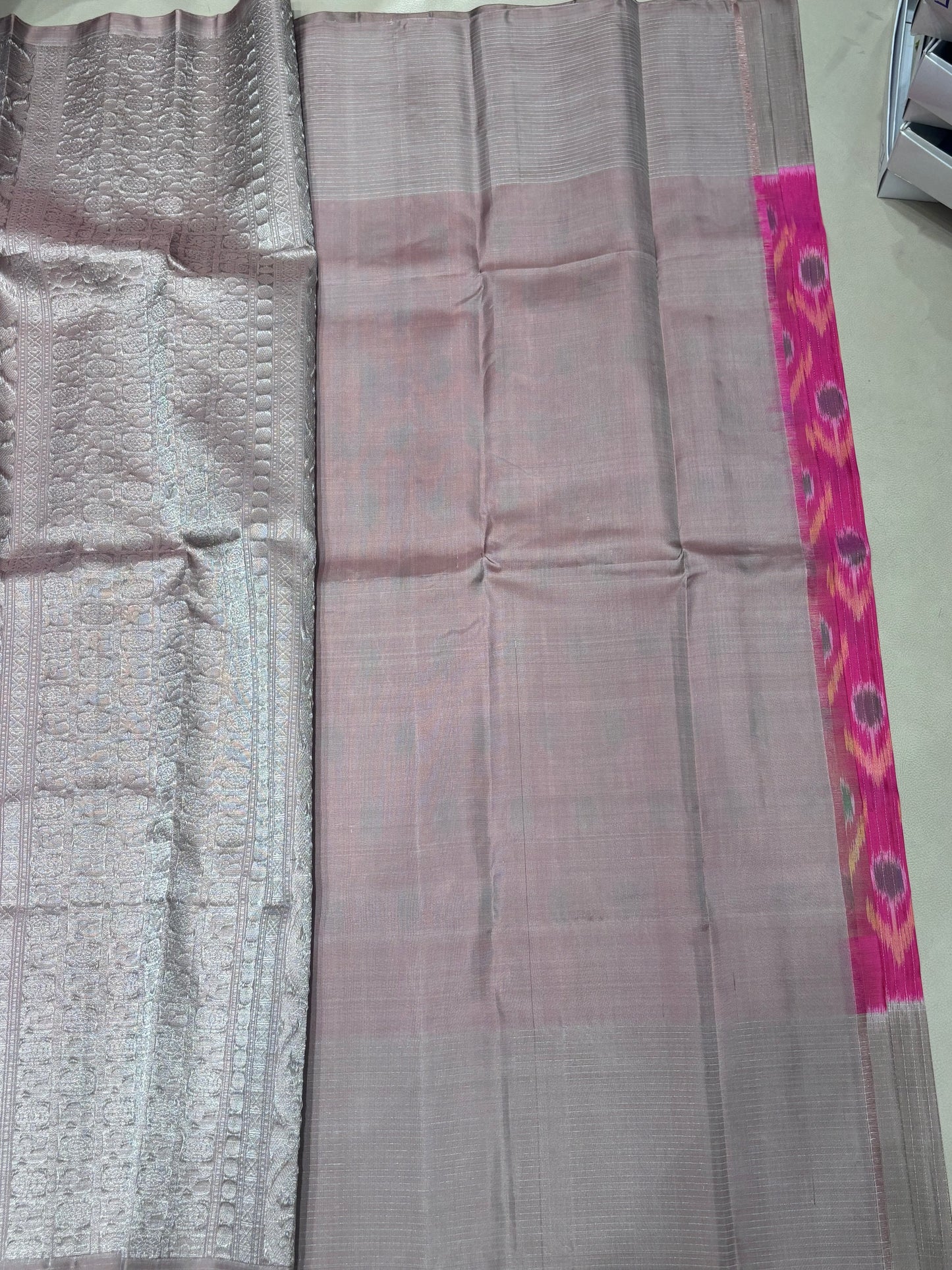 Thannu Pochampally pink softsilk saree - Pure silk saree