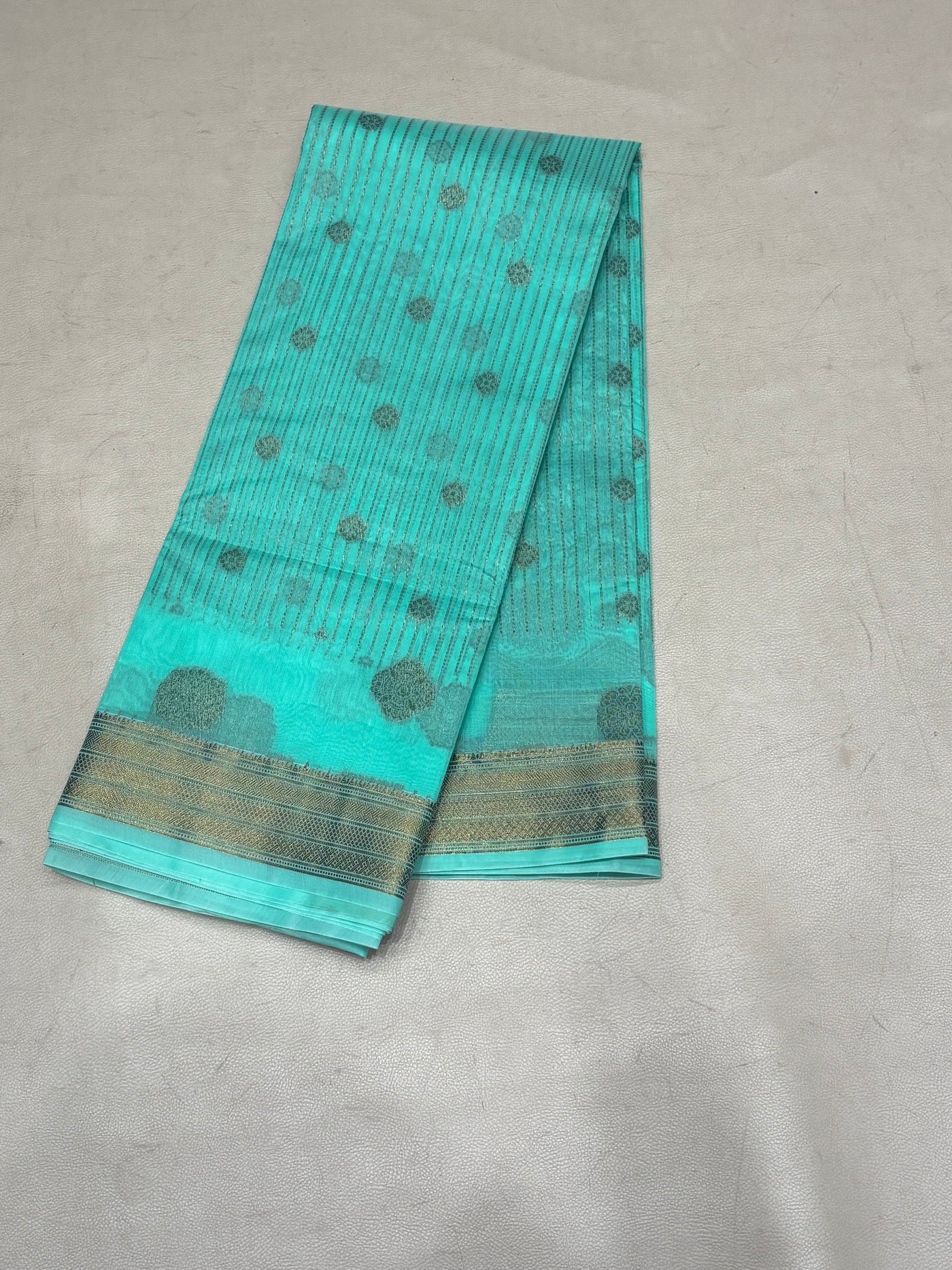 Ravina green semi silk cotton saree