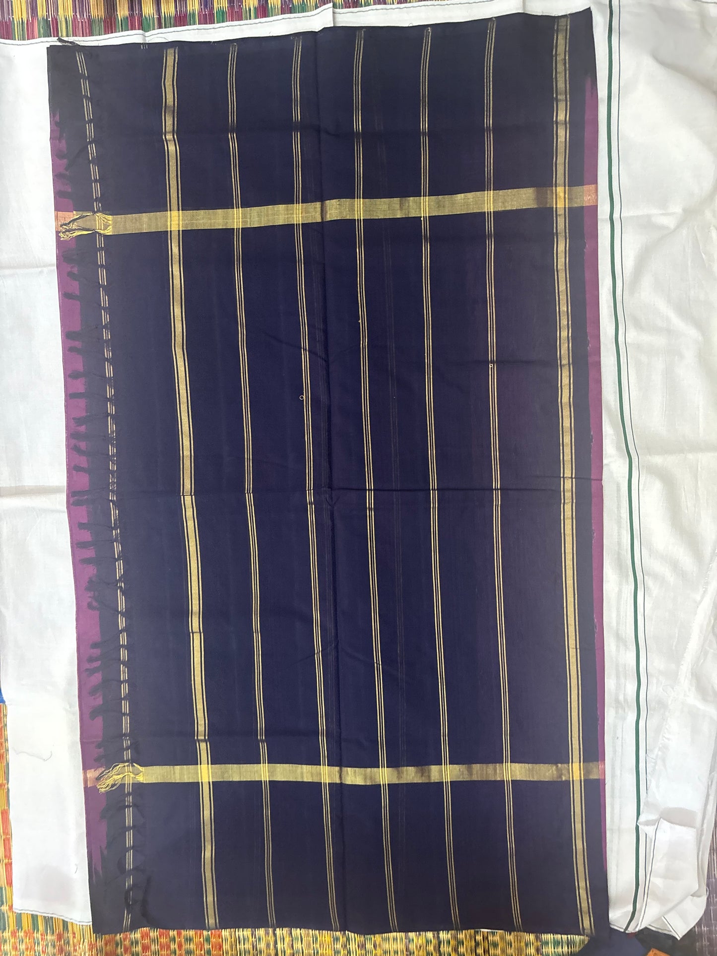 Nivila handloom Chettinad pure cotton saree with temple border - no blouse