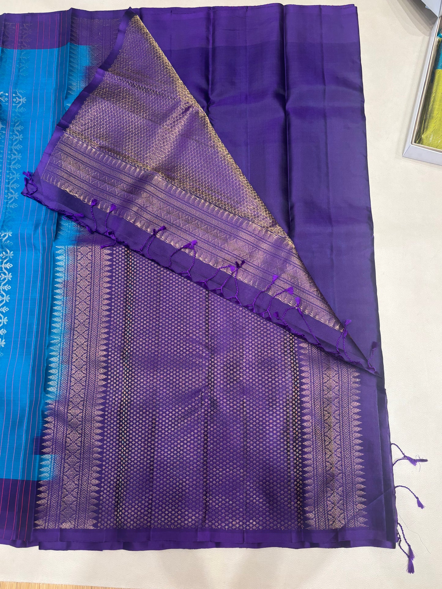Iranya blue pure mix softsilk saree
