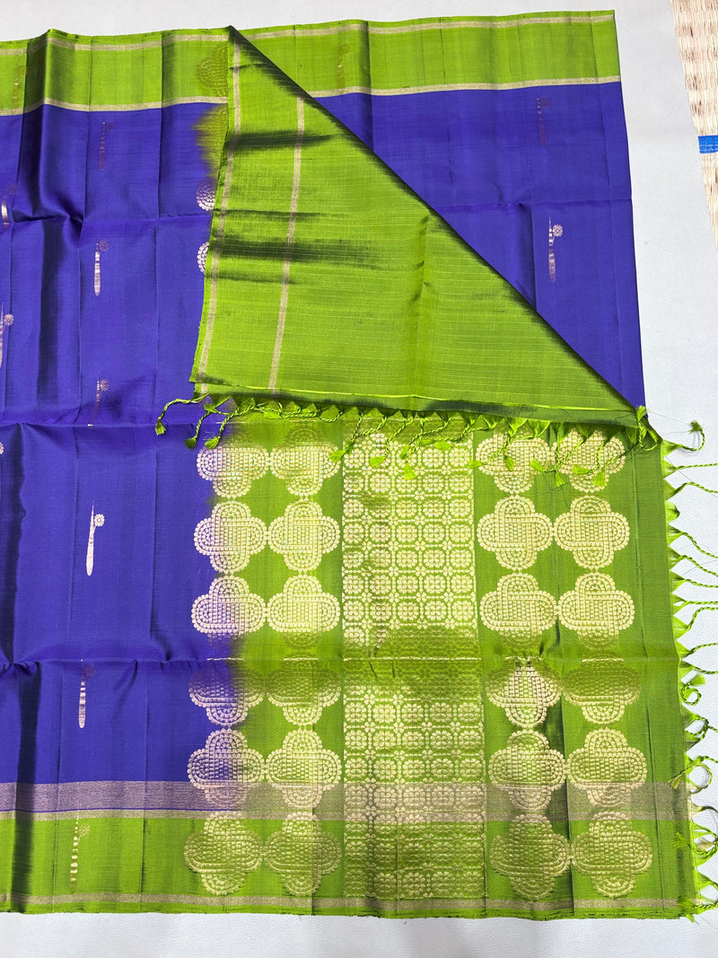 Ponkodi navy blue handloom softsilk saree - Pure silk saree