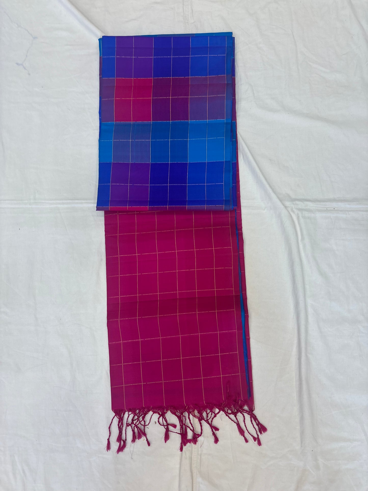 Kattam blue & pink handloom softsilk saree-AK1114