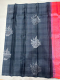 Mishti black handloom softsilk saree - Pure silk saree